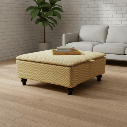 Bespoke Upholstered Square Bench – Multi - Toned Designer Pattern, Deep Storage & Handcrafted UK Quality - ISTOOLS