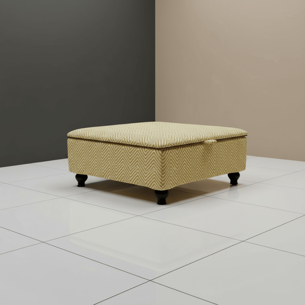 Bespoke Upholstered Square Bench – Multi - Toned Designer Pattern, Deep Storage & Handcrafted UK Quality - ISTOOLS