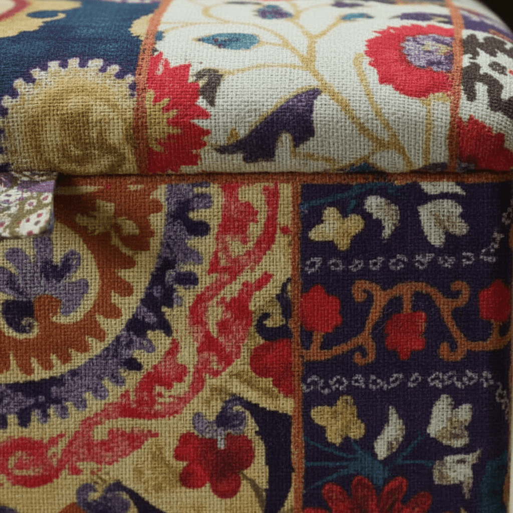 Bespoke Upholstered Square Storage Pouffe Artistic Motif - ISTOOLS