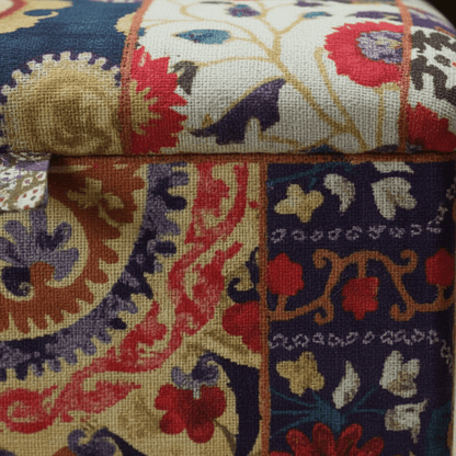 Bespoke Upholstered Square Storage Pouffe Artistic Motif - ISTOOLS
