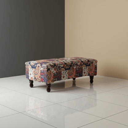 Bespoke Upholstered Storage Bench Artistic Motif Hidden Storage - ISTOOLS