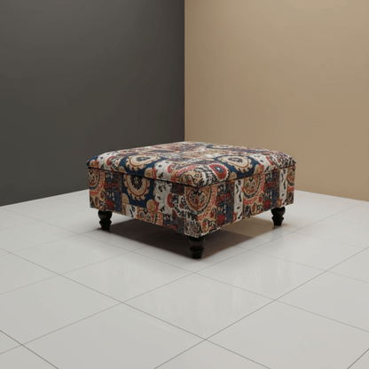 Bespoke Upholstered Storage Pouffe Solid Hue Hidden Storage - ISTOOLS