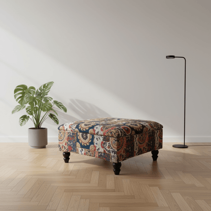 Bespoke Upholstered Storage Pouffe Solid Hue Hidden Storage - ISTOOLS