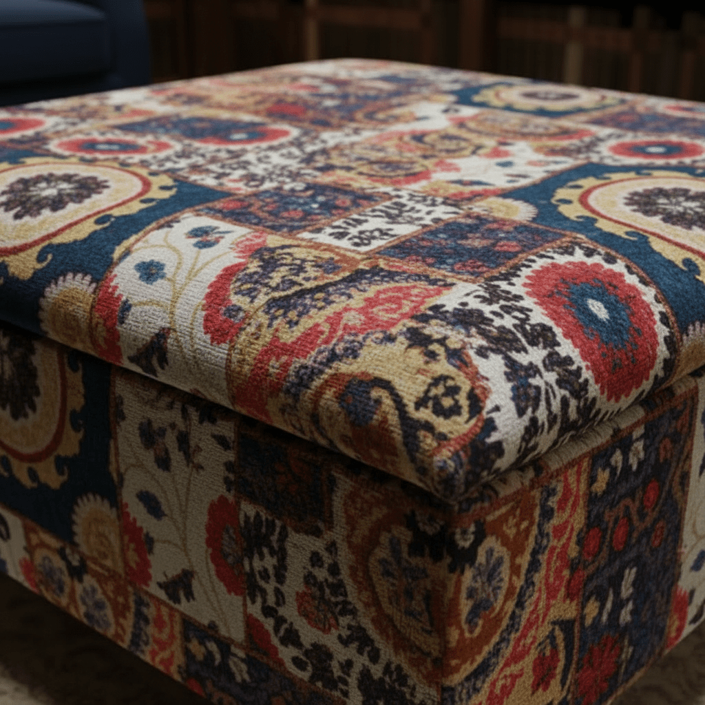 Bespoke Upholstered Storage Pouffe Solid Hue Hidden Storage - ISTOOLS