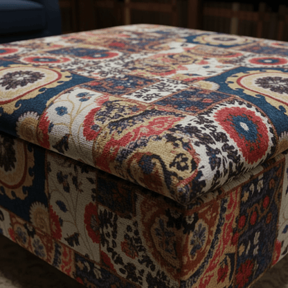 Bespoke Upholstered Storage Pouffe Solid Hue Hidden Storage - ISTOOLS
