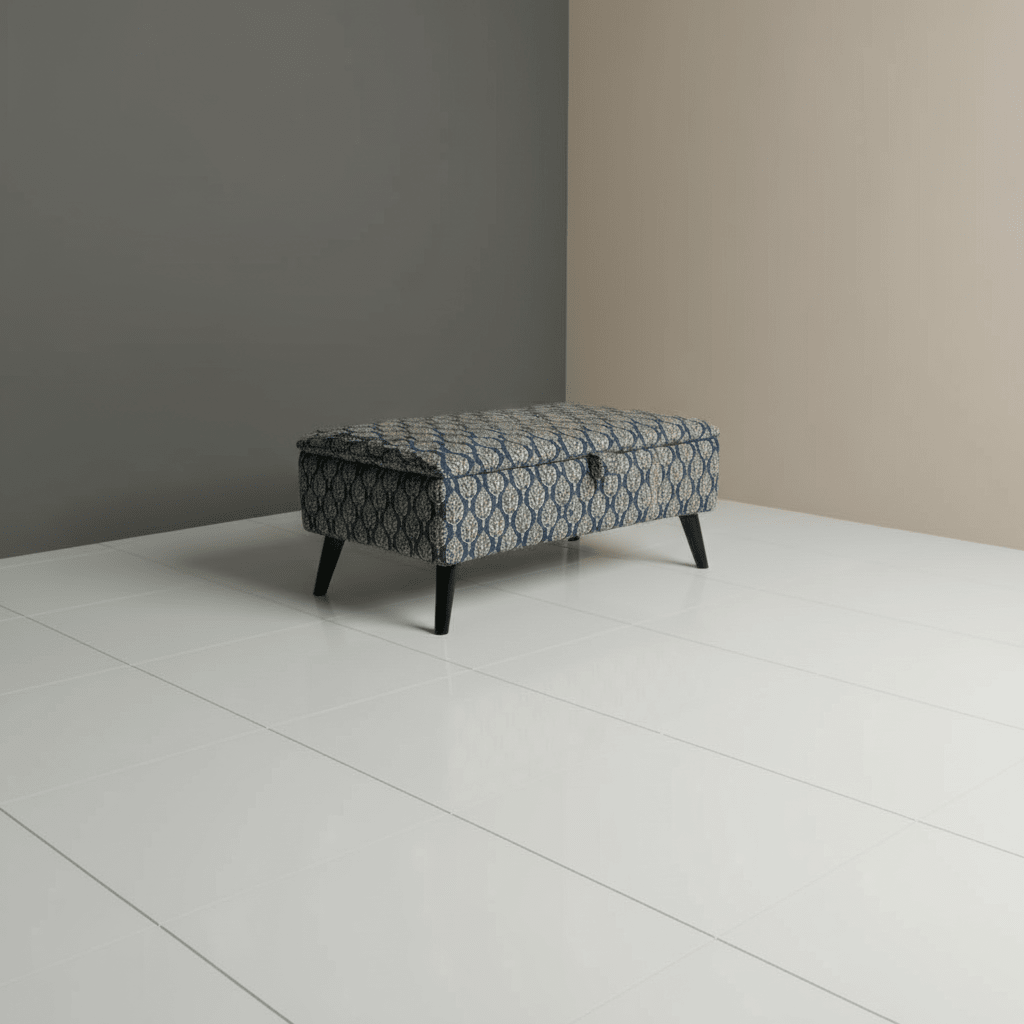Bespoke Window Seat Cushion Bench – Comfortable Storage Ottoman with Designer Abstract Fabric - ISTOOLS