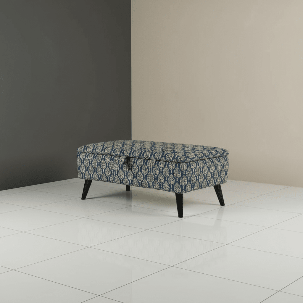 Bespoke Window Seat Cushion Bench – Comfortable Storage Ottoman with Designer Abstract Fabric - ISTOOLS
