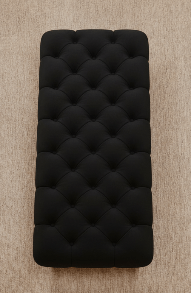 Black Coffee table upholstered chesterfield footstool - ISTOOLS