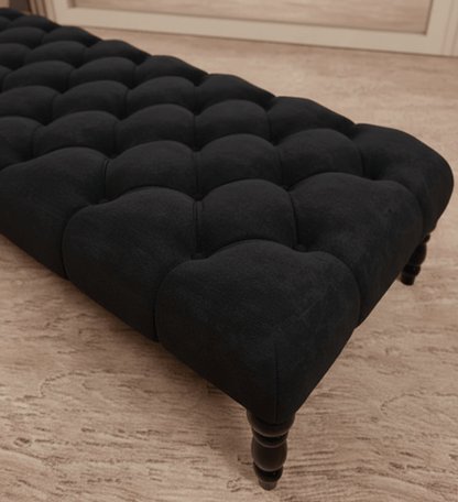 Black Coffee table upholstered chesterfield footstool - ISTOOLS