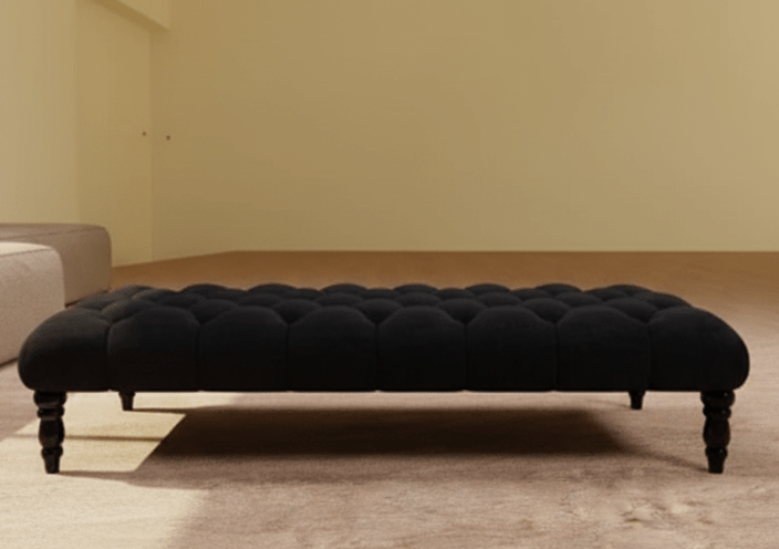 Black Coffee table upholstered chesterfield footstool - ISTOOLS
