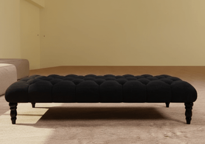 Black Coffee table upholstered chesterfield footstool - ISTOOLS