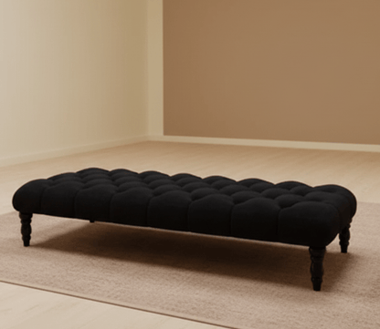 Black Coffee table upholstered chesterfield footstool - ISTOOLS