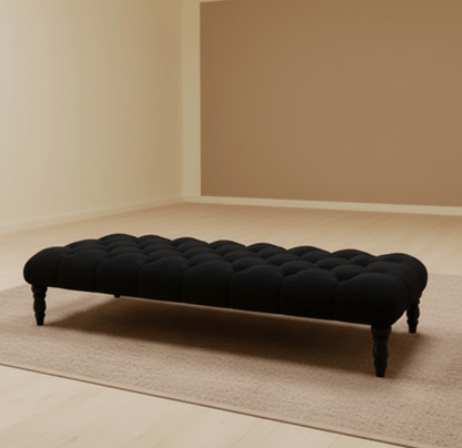 Black Coffee table upholstered chesterfield footstool - ISTOOLS