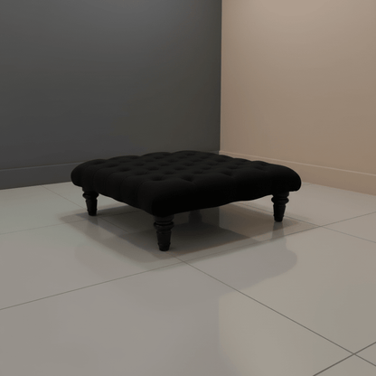 Black Elegant Patterned Square Ottoman Centrepiece UK Craftsmanship - ISTOOLS