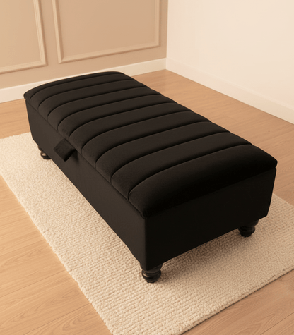 Black Ottoman Bench Coffee Table For Living Room | Footstool Storage Bench Seat - ISTOOLS