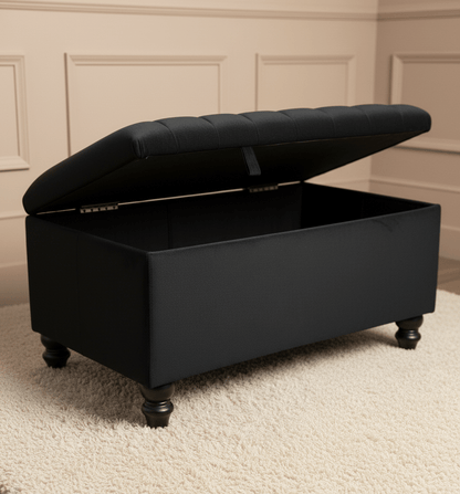 Black Ottoman Bench Coffee Table For Living Room | Footstool Storage Bench Seat - ISTOOLS