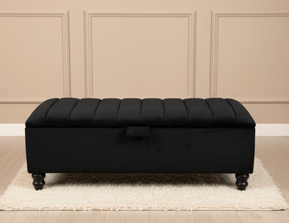 Black Ottoman Bench Coffee Table For Living Room | Footstool Storage Bench Seat - ISTOOLS