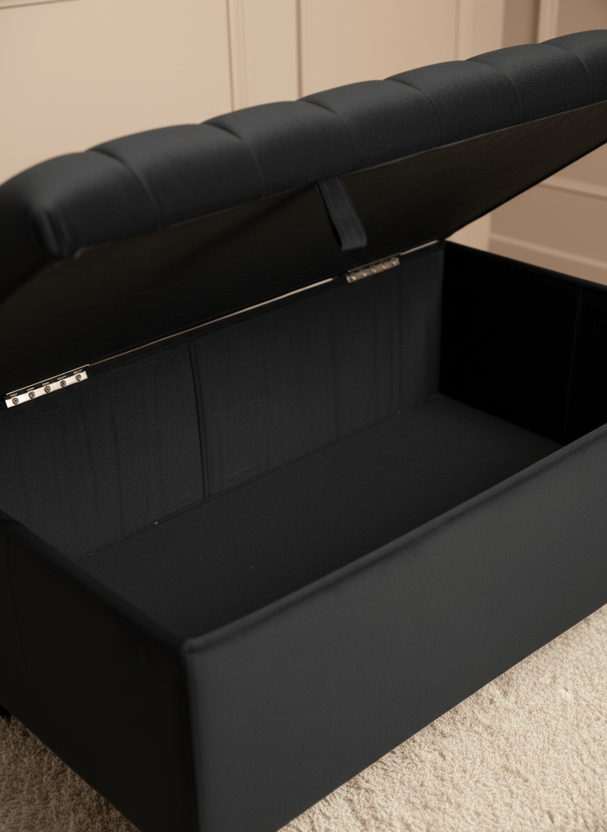 Black Ottoman Bench Coffee Table For Living Room | Footstool Storage Bench Seat - ISTOOLS