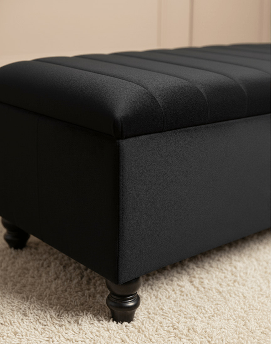 Black Ottoman Bench Coffee Table For Living Room | Footstool Storage Bench Seat - ISTOOLS