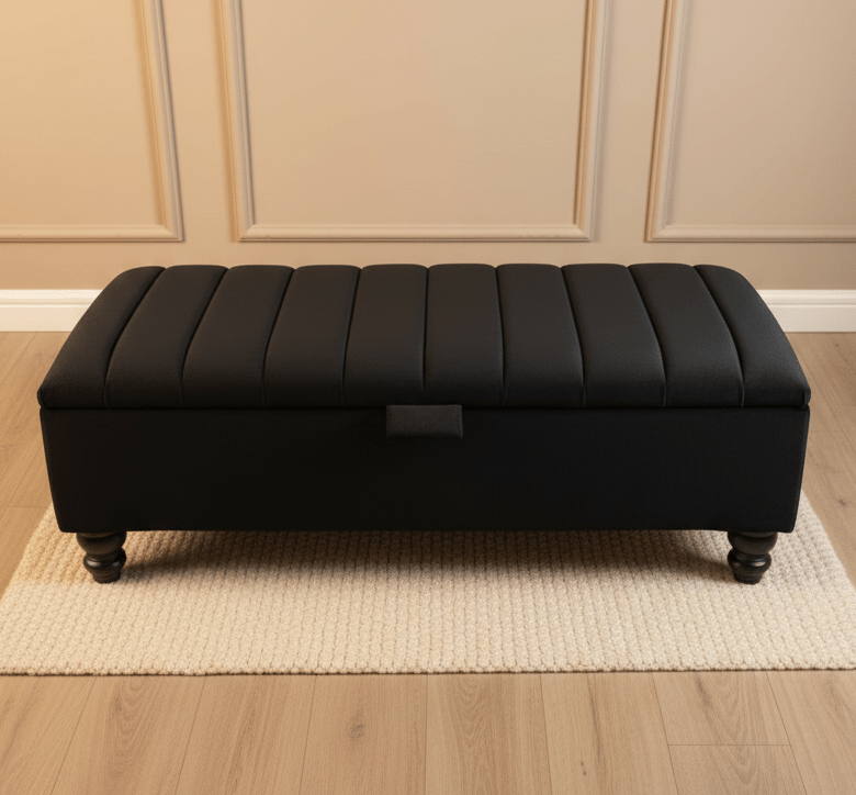 Black Ottoman Bench Coffee Table For Living Room | Footstool Storage Bench Seat - ISTOOLS