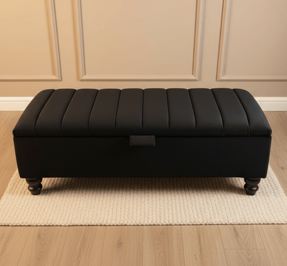Black Ottoman Bench Coffee Table For Living Room | Footstool Storage Bench Seat - ISTOOLS