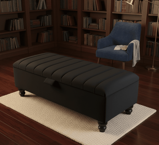 Black Ottoman Bench Coffee Table For Living Room | Footstool Storage Bench Seat - ISTOOLS