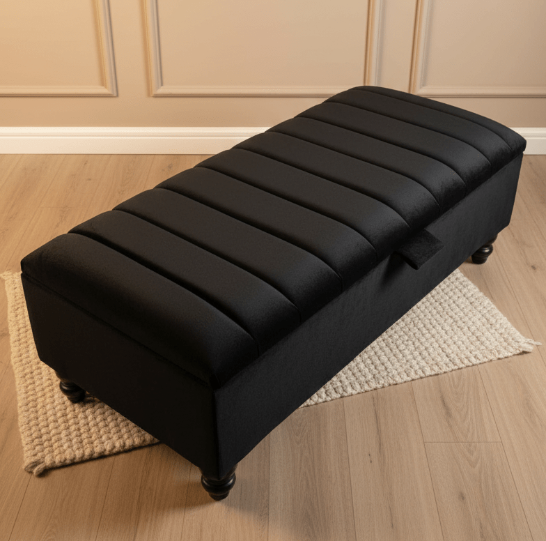 Black Ottoman Bench Coffee Table For Living Room | Footstool Storage Bench Seat - ISTOOLS