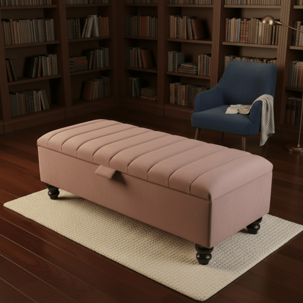 Black Ottoman Bench Coffee Table with Storage – Velvet Footstool for Living Room UK - ISTOOLS