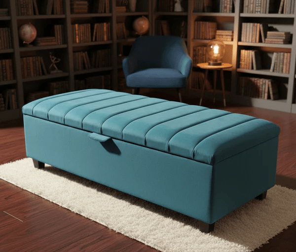 Black Ottoman Bench Coffee Table with Storage – Velvet Footstool for Living Room UK - ISTOOLS