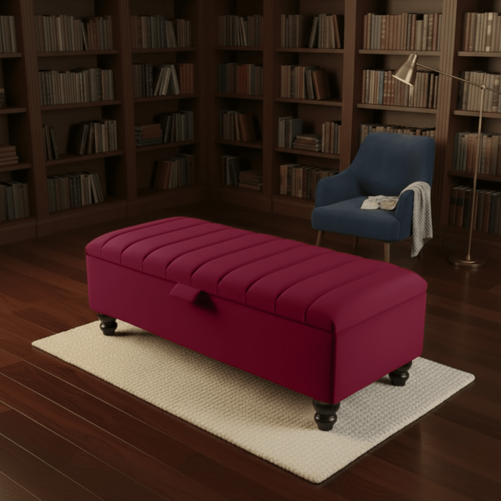 Black Ottoman Bench Coffee Table with Storage – Velvet Footstool for Living Room UK - ISTOOLS