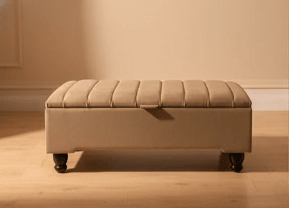 Black Ottoman Bench Coffee Table with Storage – Velvet Footstool for Living Room UK - ISTOOLS