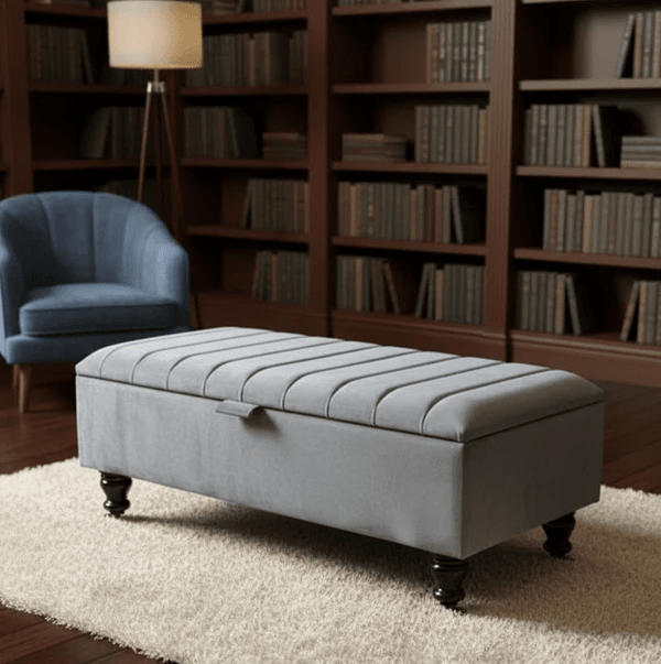 Black Ottoman Bench Coffee Table with Storage – Velvet Footstool for Living Room UK - ISTOOLS