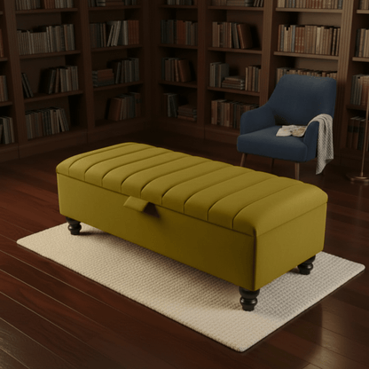 Black Ottoman Bench Coffee Table with Storage – Velvet Footstool for Living Room UK - ISTOOLS