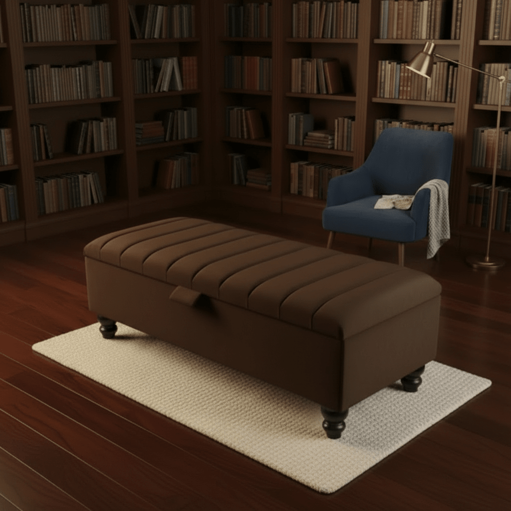 Black Ottoman Bench Coffee Table with Storage – Velvet Footstool for Living Room UK - ISTOOLS