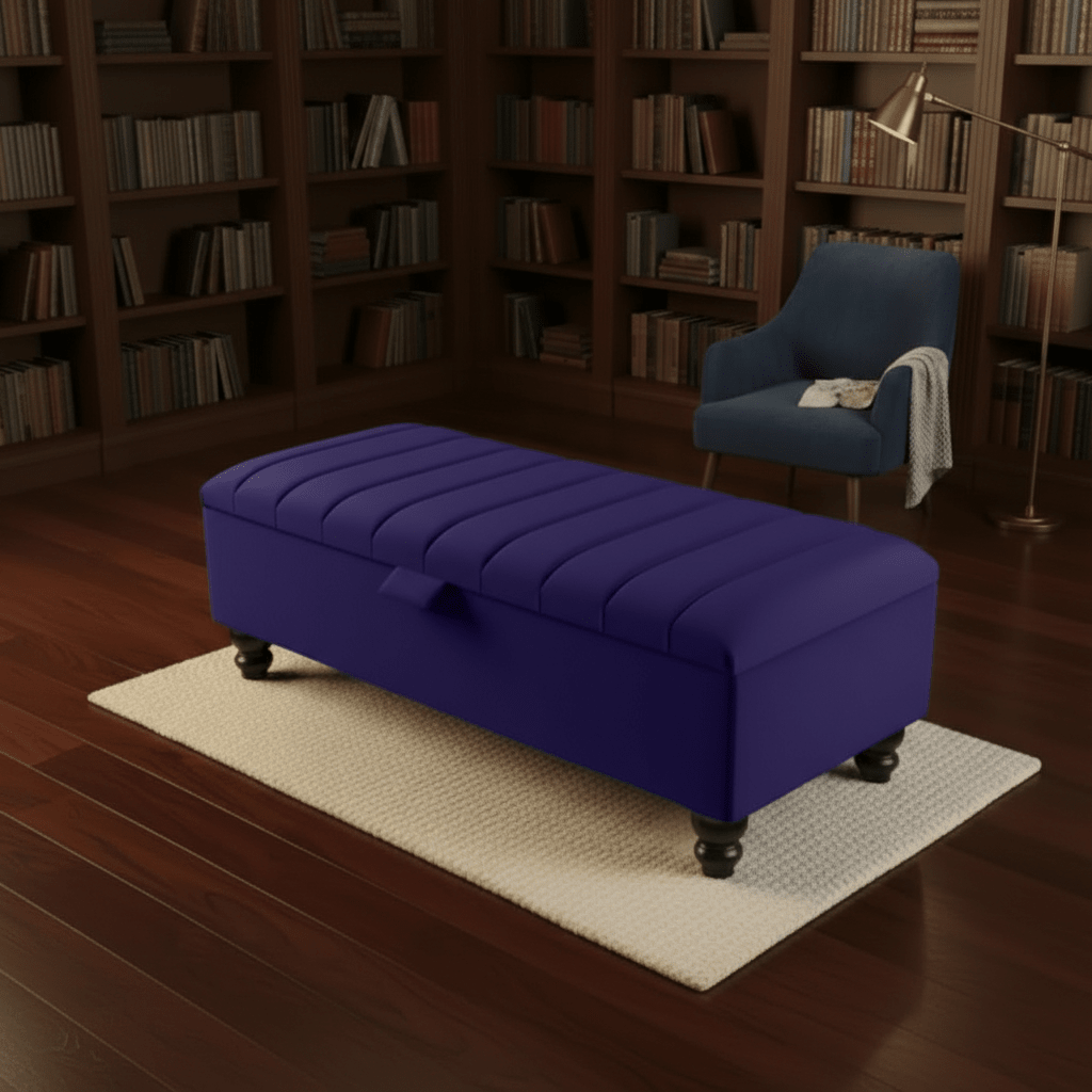 Black Ottoman Bench Coffee Table with Storage – Velvet Footstool for Living Room UK - ISTOOLS