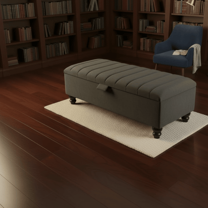 Black Ottoman Bench Coffee Table with Storage – Velvet Footstool for Living Room UK - ISTOOLS