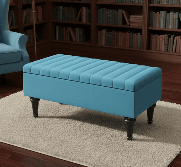 Black Ottoman Bench Coffee Table with Storage – Velvet Footstool for Living Room UK - ISTOOLS