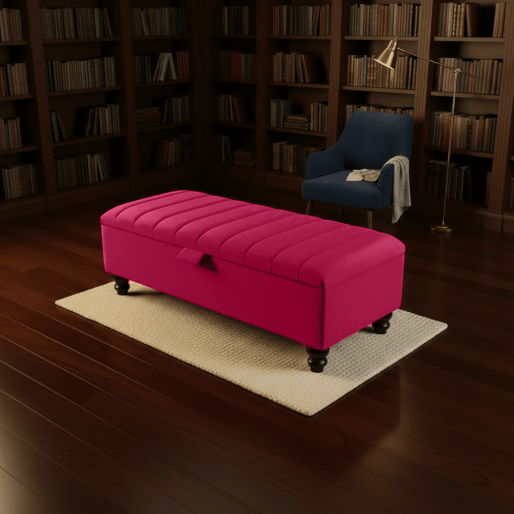 Black Ottoman Bench Coffee Table with Storage – Velvet Footstool for Living Room UK - ISTOOLS