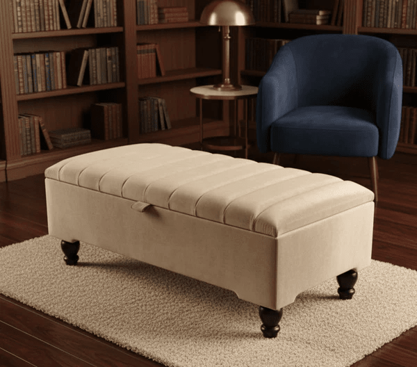 Black Ottoman Bench Coffee Table with Storage – Velvet Footstool for Living Room UK - ISTOOLS
