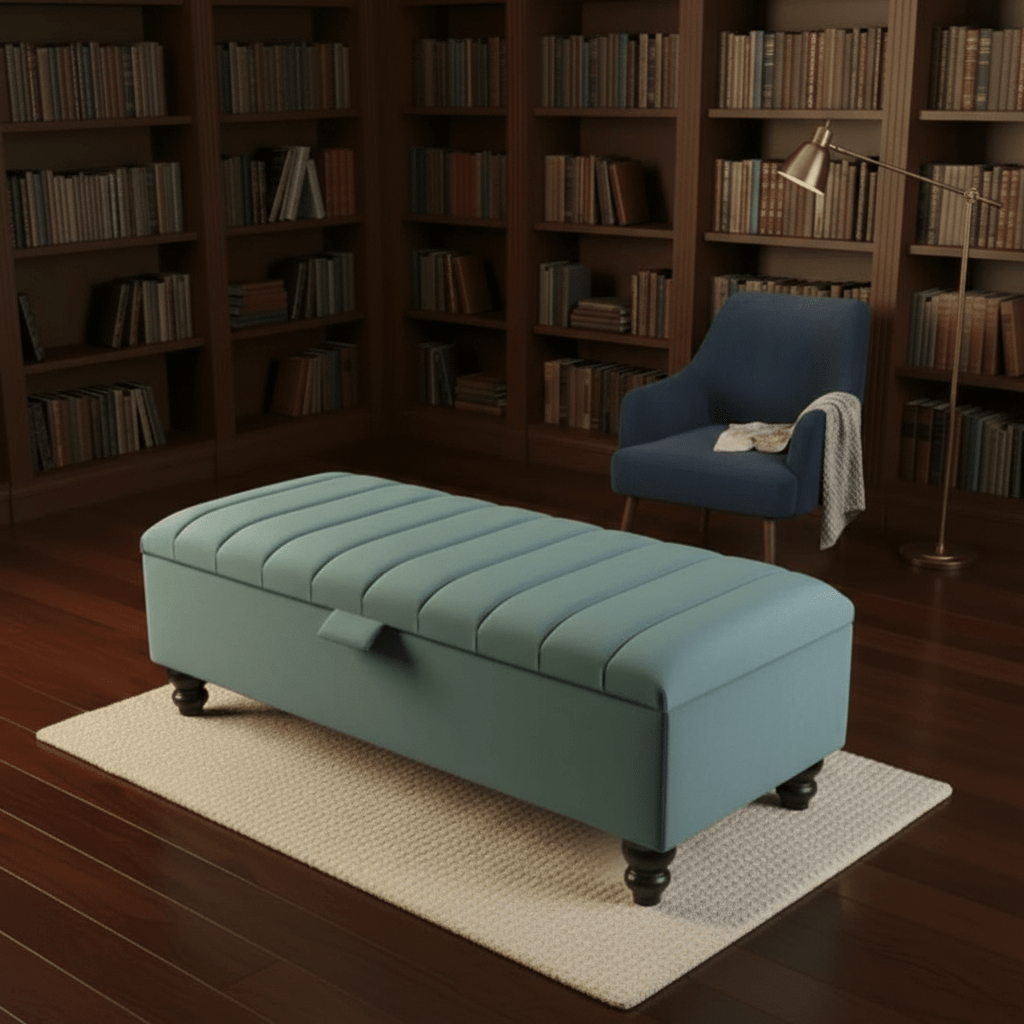 Black Ottoman Bench Coffee Table with Storage – Velvet Footstool for Living Room UK - ISTOOLS