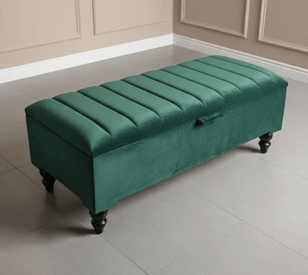 Black Ottoman Bench Coffee Table with Storage – Velvet Footstool for Living Room UK - ISTOOLS