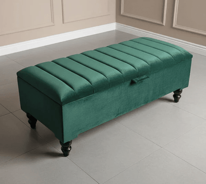 Black Ottoman Bench Coffee Table with Storage – Velvet Footstool for Living Room UK - ISTOOLS