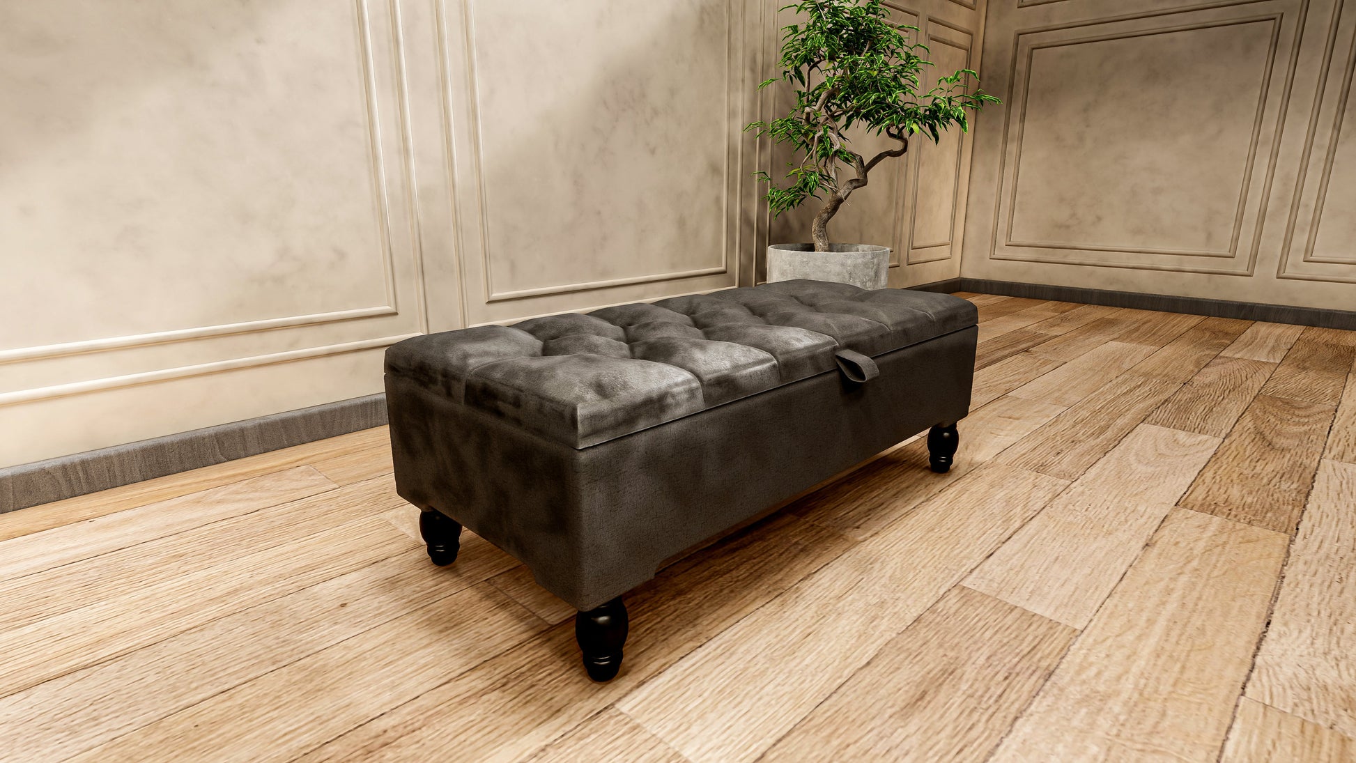 Black Ottoman Coffee Table Storage Bench | Black Bedroom Ottoman & Pouffe - ISTOOLS