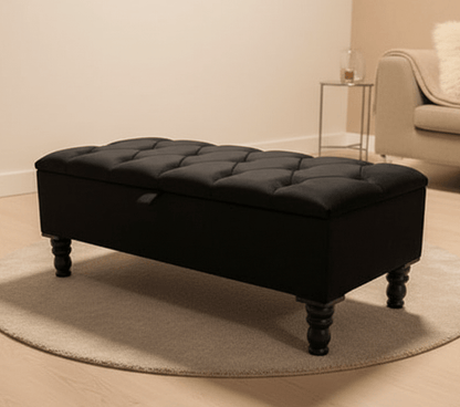 Black Ottoman Coffee Table Storage Bench | Black Bedroom Ottoman & Pouffe - ISTOOLS