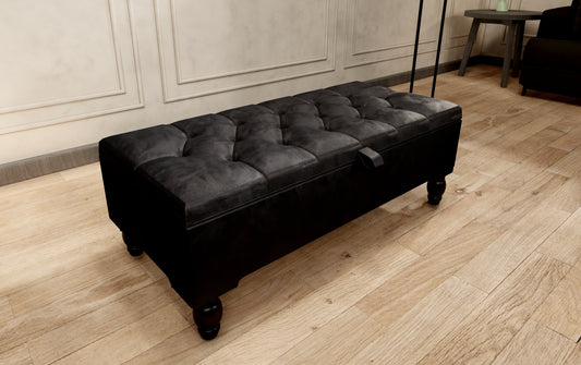 Black Ottoman Coffee Table Storage Bench | Black Bedroom Ottoman & Pouffe - ISTOOLS