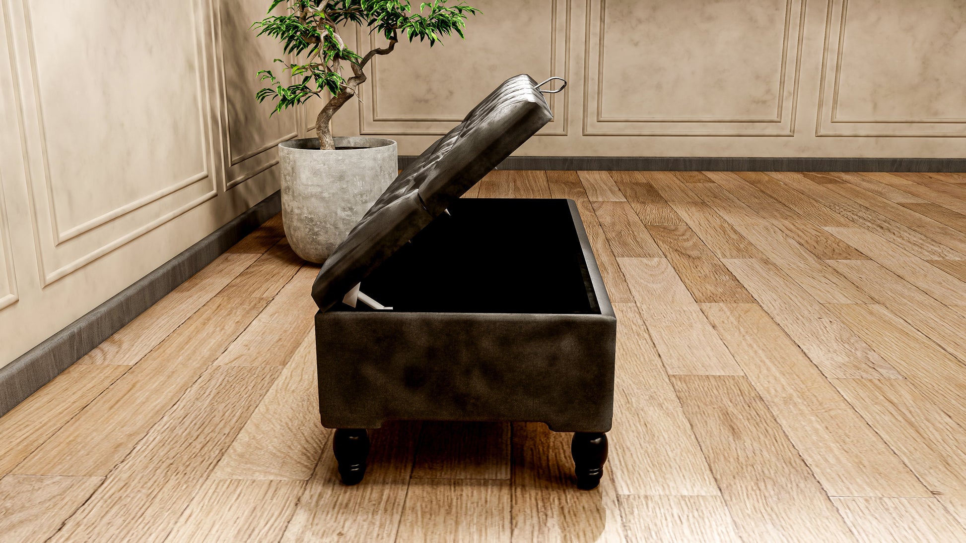 Black Ottoman Coffee Table Storage Bench | Black Bedroom Ottoman & Pouffe - ISTOOLS
