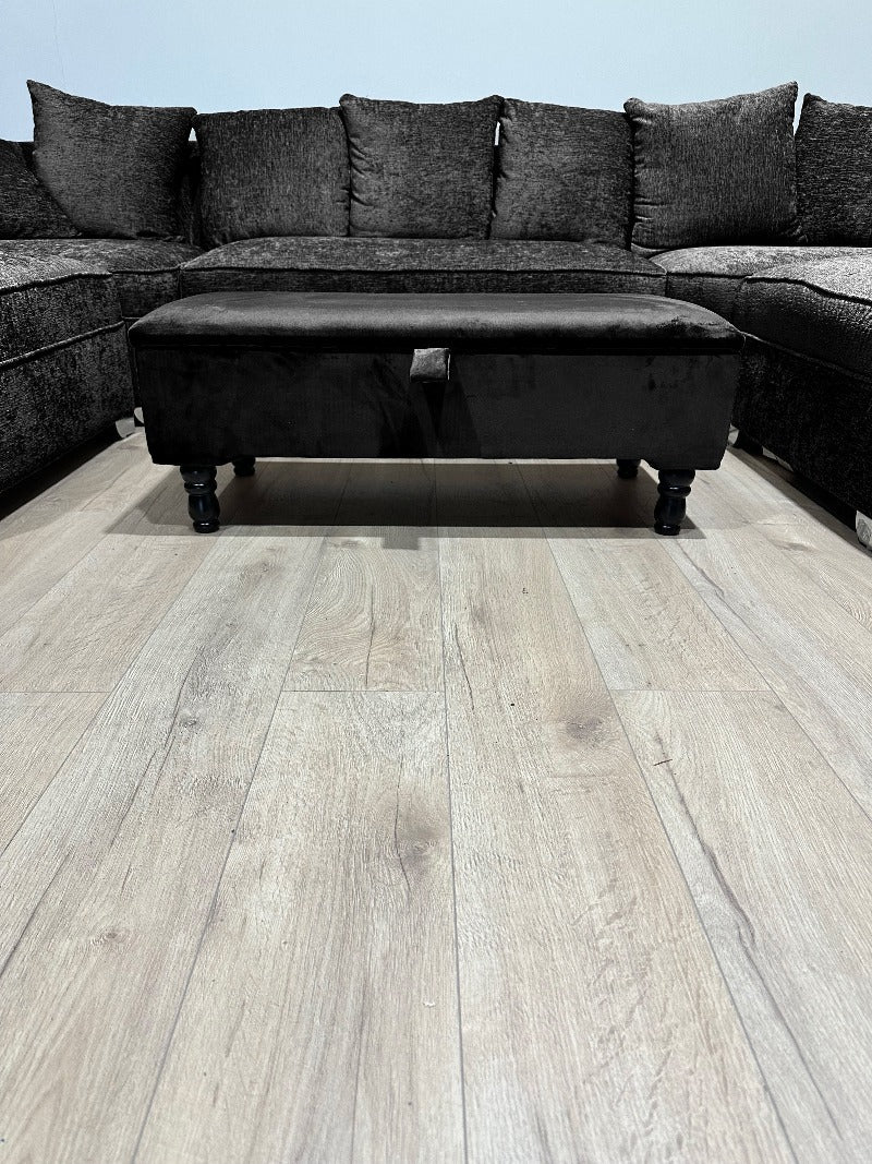 Black Ottoman Plain lid Storage Bench | Black Bedroom Ottoman & pouffe seat - ISTOOLS