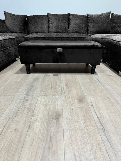 Black Ottoman Plain lid Storage Bench | Black Bedroom Ottoman & pouffe seat - ISTOOLS