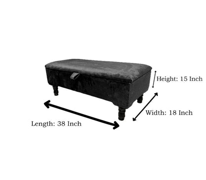 Black Ottoman Plain lid Storage Bench | Black Bedroom Ottoman & pouffe seat - ISTOOLS