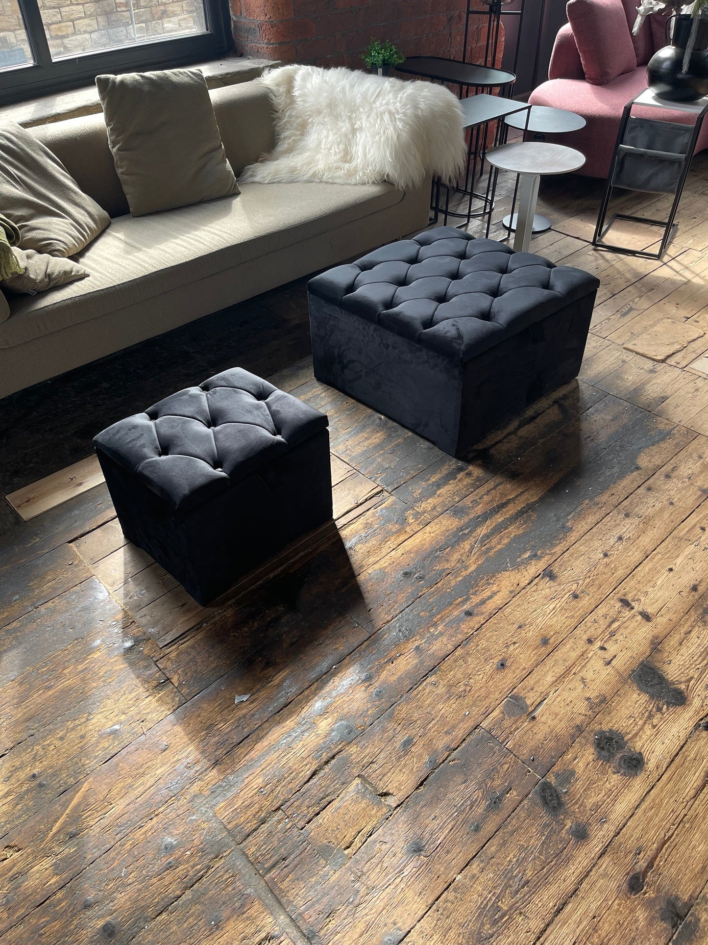 Black Small coffee table Storage Box | Black Small Ottoman | side table footstool - ISTOOLS